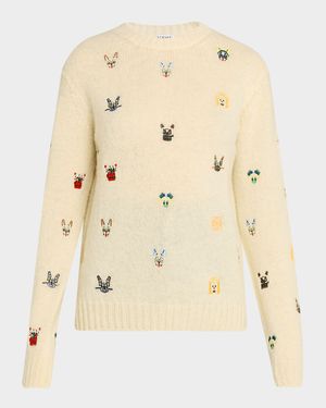 x Louis Wain Futurist Cats Embroidered Crewneck Sweater