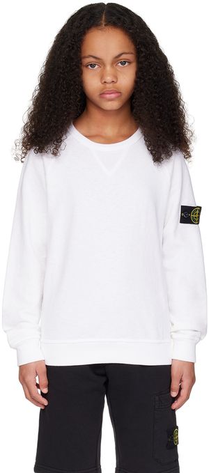 Stone Island Junior Enfant | Pull molletonné teint en plongée blanc