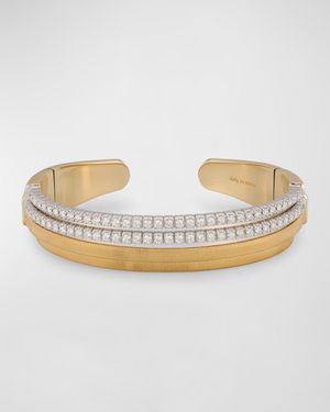 18K Yellow Gold 2-Row Diamond Tennis Statement Cuff