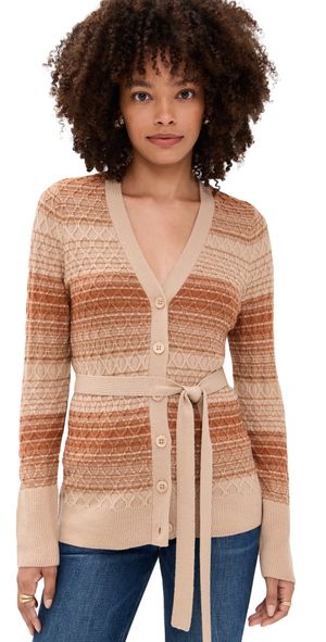 Ramy Brook Michelle Cardigan Coffee Cable XXS