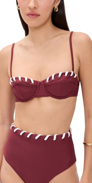 SIMKHAI Recca Balconette Bikini Top Oxblood Multi M