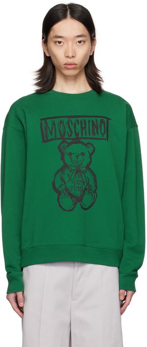 Moschino Green Teddy Bear Sweatshirt
