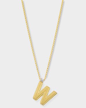 Princess 18K Yellow Gold Diamond Initial Necklace, W