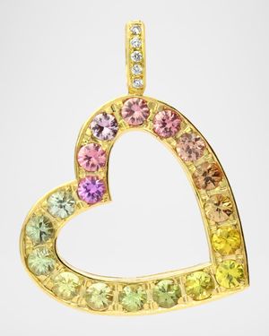 18K Yellow Gold Lovestruck Gemstone Heart Pendant with Diamonds