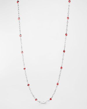 18K White Gold Ruby and Diamond Long Necklace, 42"L