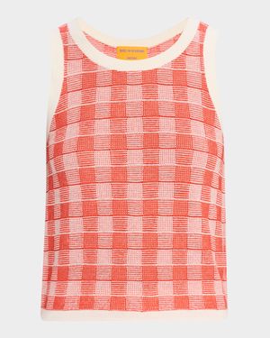 Gingham Knit Tank Top