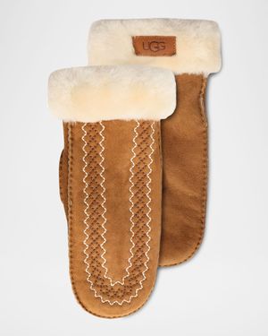 Atherson Embroidered Shearling Mittens