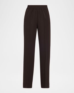 Straight-Leg Gabardine Pull-On Pants