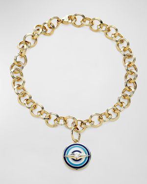 18K Yellow Gold Chakra Evil Eye Charm Bracelet