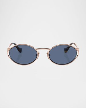 Cut-Out Metal & Plastic Oval Sunglasses