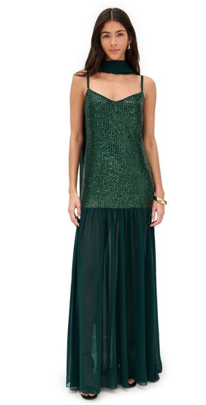 Show Me Your Mumu Dalia Maxi Dress Emerald Sequins L