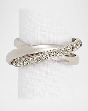 Platinum Plate & Crystal Napkin Rings Jewels, Set of 4