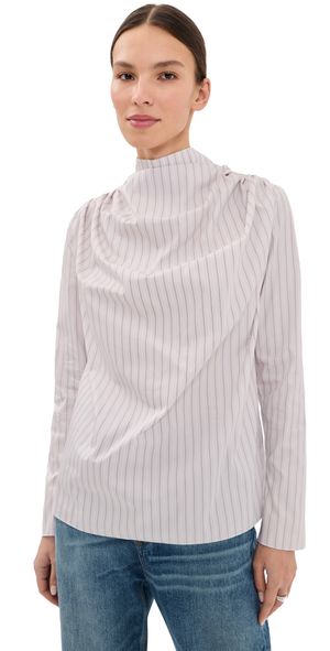 Kallmeyer Penelope Draped Blouse Dove Stripe 10