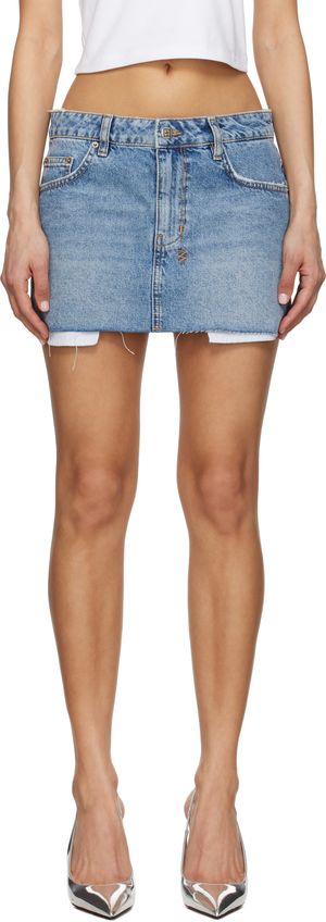 Ksubi Blue Low Rider Exposed Swept Denim Miniskirt
