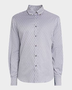 Men's Micro-Gancini Cotton Sport Shirt with Pocket