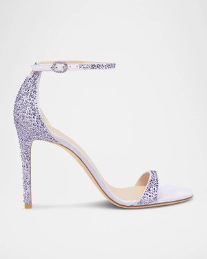 Nudist Embellished Silk Ankle-Strap Sandals