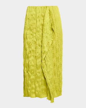 Mai Draped Plisse Midi Skirt