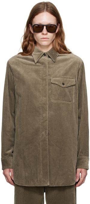 Dries Van Noten Taupe Padded Shirt