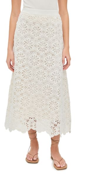 FARM Rio Flower Crochet Skirt Off-White L