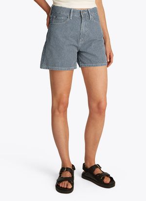 Tommy Hilfiger - Short droit rayé en coton - Taille 30 - Bleu