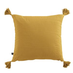 L'effet Papillon - Coussin déco déhoussable 100 coton - Taille 40x40 - Jaune