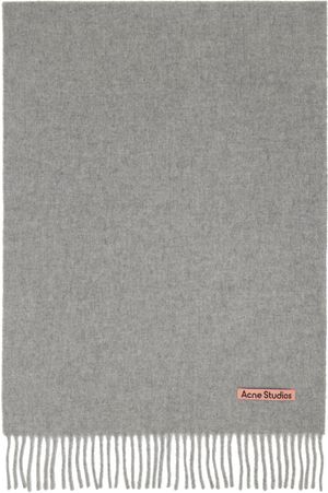 Acne Studios Gray Fringe Wool Narrow Scarf