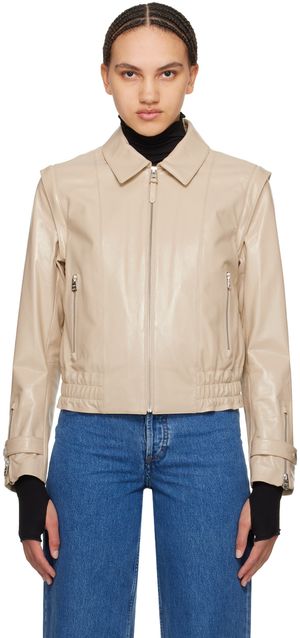 MACKAGE Beige Amoree Leather Jacket