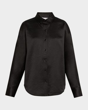 Caroline Button-Front Crepe Shirt