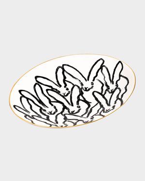 Rabbit Run Serving Platter with Gold Rim