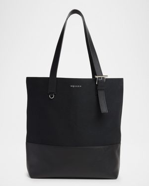 Men's T-Bar Canvas and Leather Shopper Tote Bag