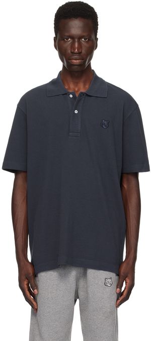 Maison Kitsuné Polo bleu marine à logo de renard