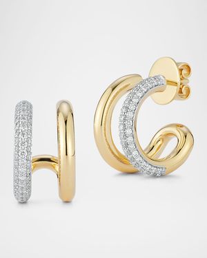 Morell 18K Yellow Gold Diamond Elongated Small Hoop Earrings