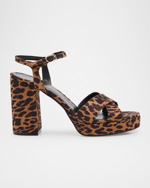 Dayna Leopard-Print Crisscross Platform Sandals