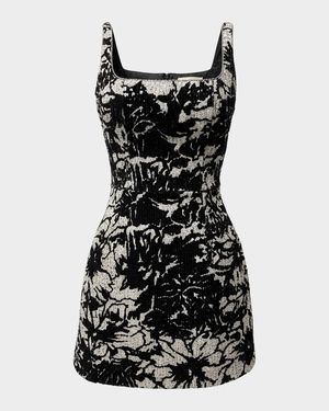 Devi Sequin Floral Velvet Mini Dress