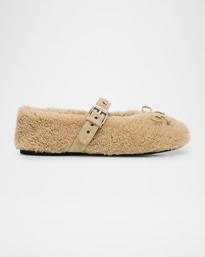 Shearling Mary Jane Ballerina Flats