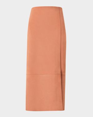 Nubuck Leather Midi Pencil Skirt