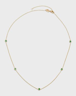 18K Yellow Gold 5-Station Emerald Necklace