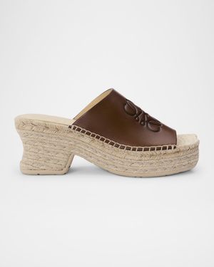 Petal Leather Espadrille Platform Sandals