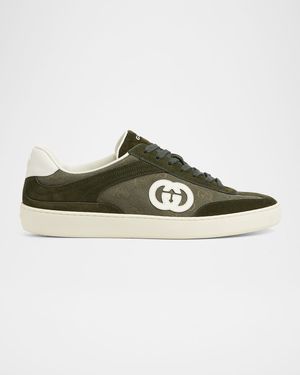 Men's G75 Suede and Guccissima Nylon T-Toe Sneakers