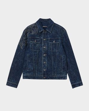 Men's Anthony Embroidered Denim Trucker Jacket