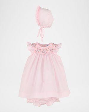 Girl's Classical Diamond Smock Bishop Dress, Size 12M-24M