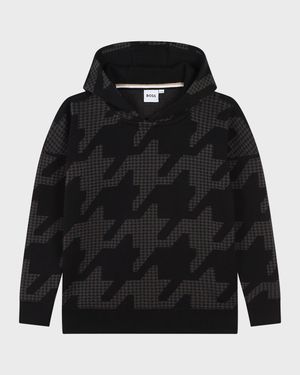 Boy's Houndstooth-Print Hoodie, Size 4-5