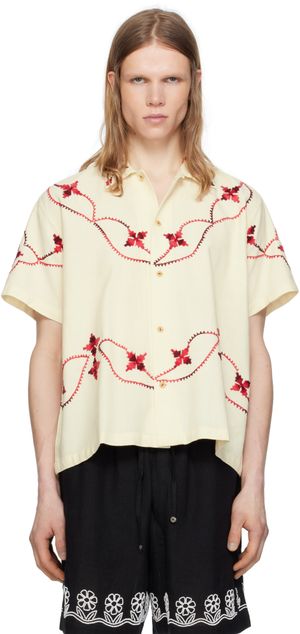 HARAGO Off-White Dainty Embroidered Shirt