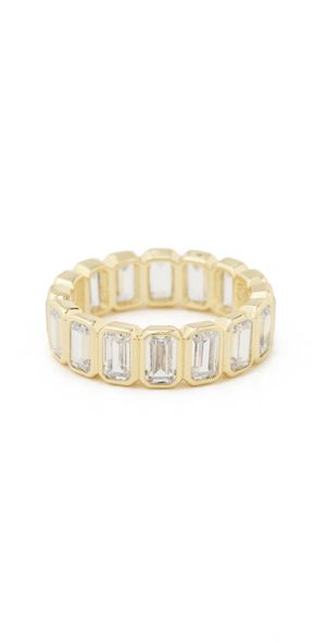 By Adina Eden Cubic Zirconia Bezel Baguette Eternity Band Gold 7