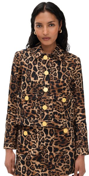 L'AGENCE Nyx Crop Jacket Brown Patch Leopard 6