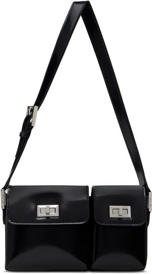 BY FAR Micro sac Billy noir en cuir semi-verni