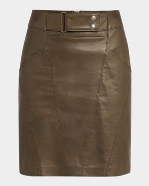 Soft Nappa Leather Mini Pencil Skirt