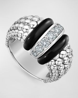 Black Caviar Large 1-Link Diamond Ring