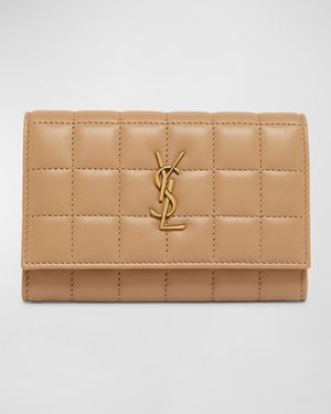 YSL Monogram Flap Small Wallet in Quilted Smooth Leather