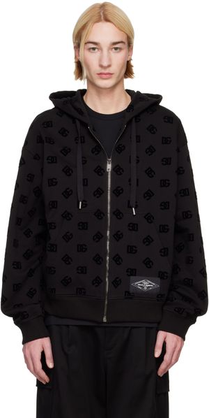 Dolce&Gabbana Pull à capuche noir à glissière